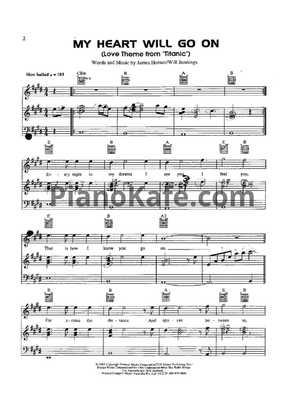 Ноты Сардор Милано - My heart will go on - PianoKafe.com