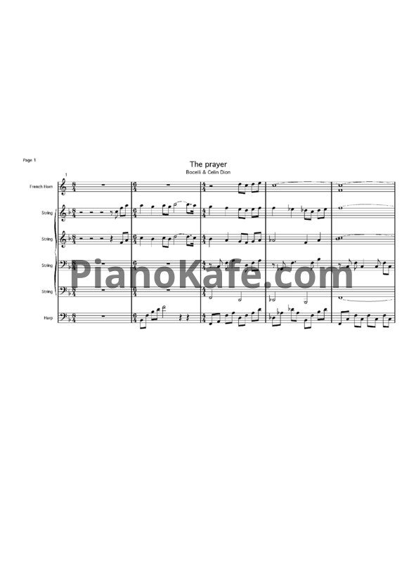 Ноты Celine Dion & Andrea Bocelli - The prayer (Партитура) - PianoKafe.com