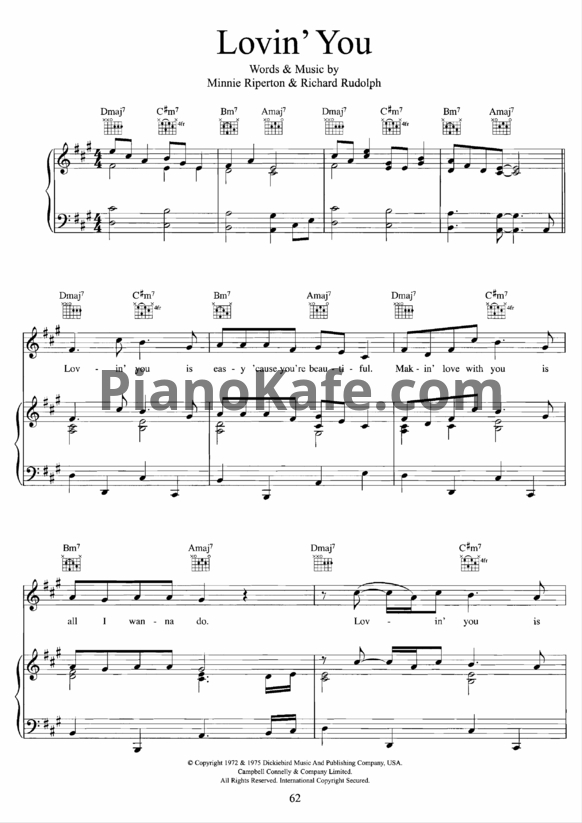Ноты Minnie Riperton - Lovin' you - PianoKafe.com