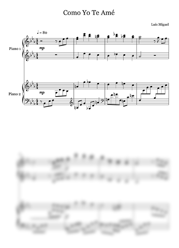 Ноты Luis Miguel - Como Yo Te Amé (для 2 фортепиано) - PianoKafe.com