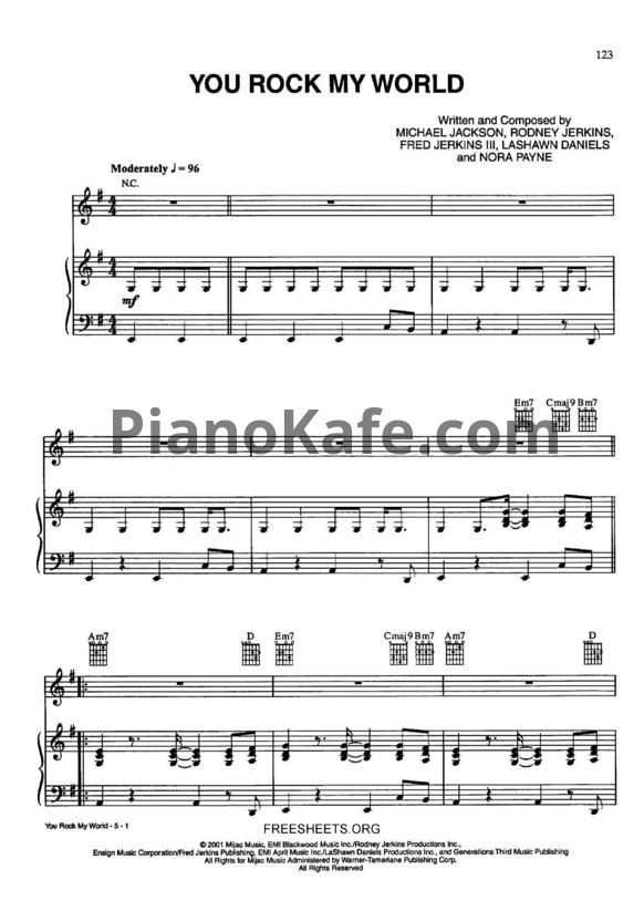 Ноты Michael Jackson - You rock my world - PianoKafe.com