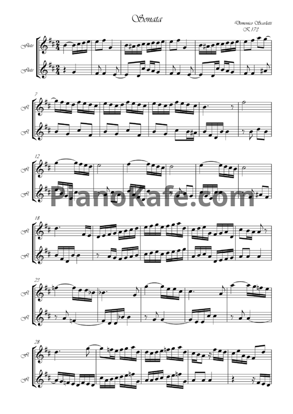 Ноты Д. Скарлатти - Соната K173 - PianoKafe.com