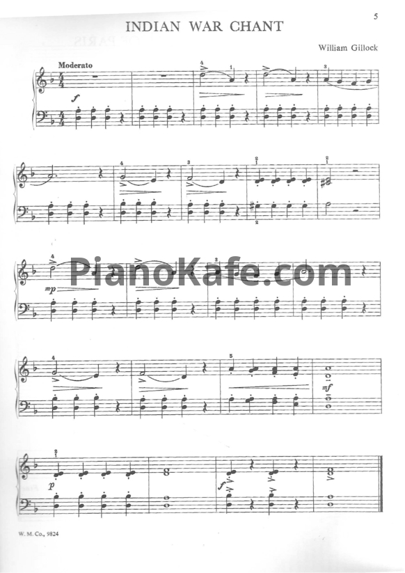 Ноты William Gillock - Indian war chant - PianoKafe.com