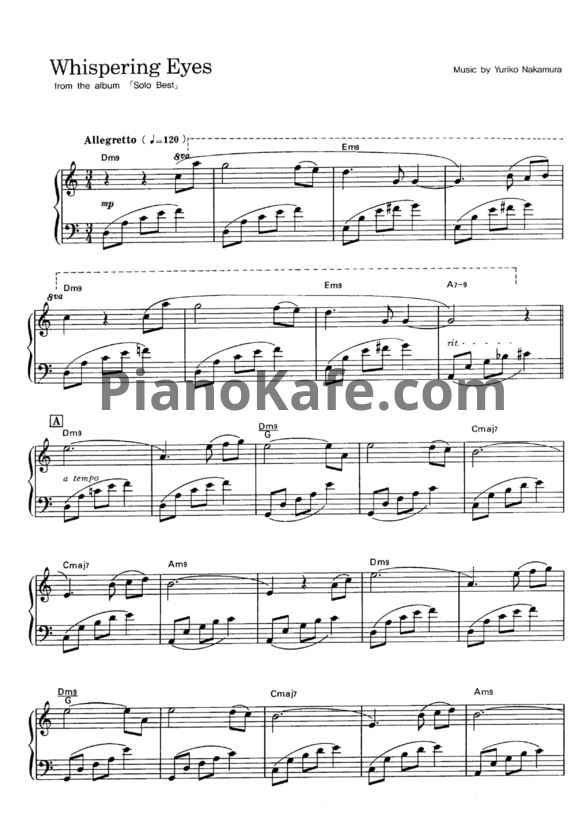 Ноты Yuhki Kuramoto - Whispering eyes - PianoKafe.com
