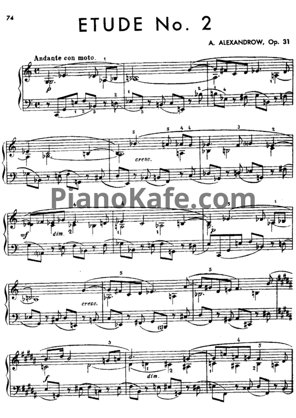 Ноты А. Н. Александров - Этюд №2 (Op. 31) - PianoKafe.com