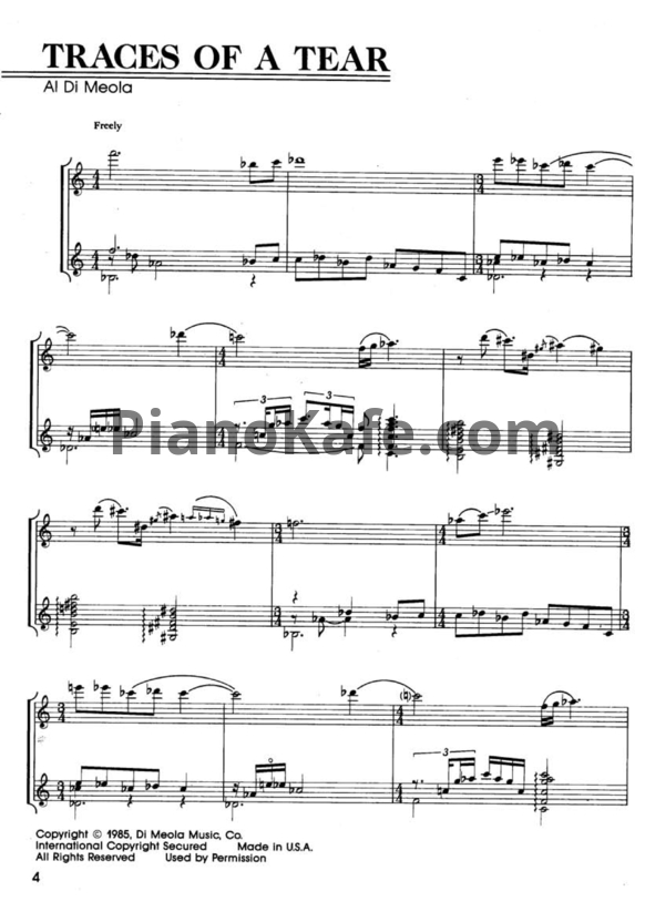 Ноты Al Di Meola - Traces of a tear - PianoKafe.com
