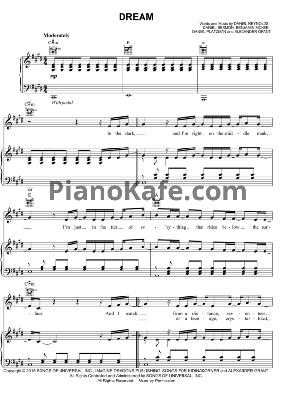 Ноты Imagine Dragons - Dream (Версия 2) - PianoKafe.com