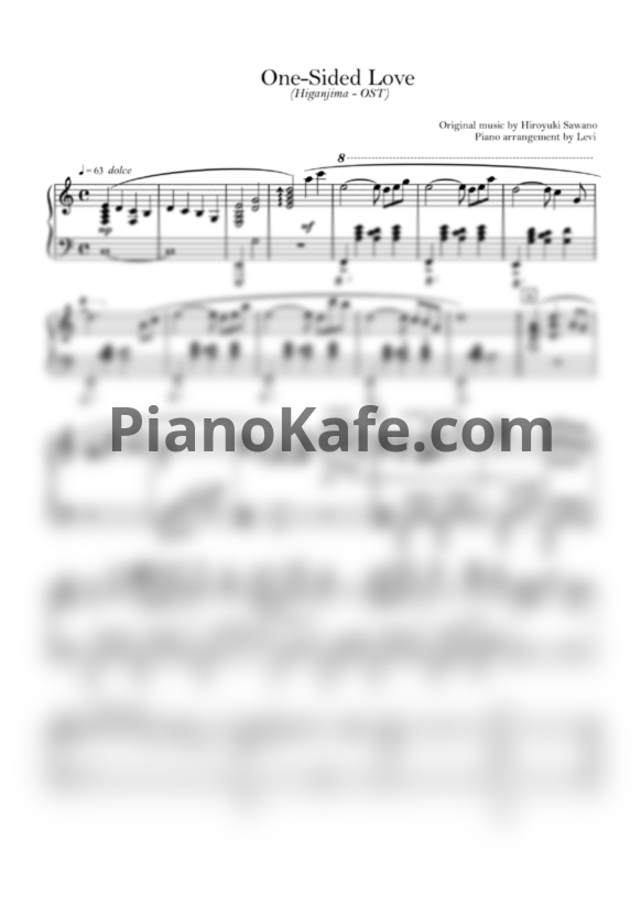 Ноты Hiroyuki Sawano - One-Sided love - PianoKafe.com
