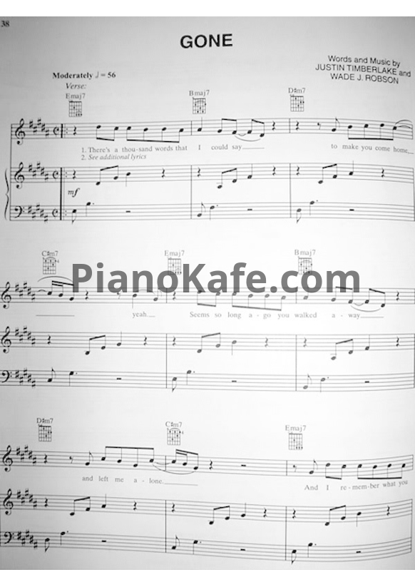 Ноты N Sync - Gone - PianoKafe.com