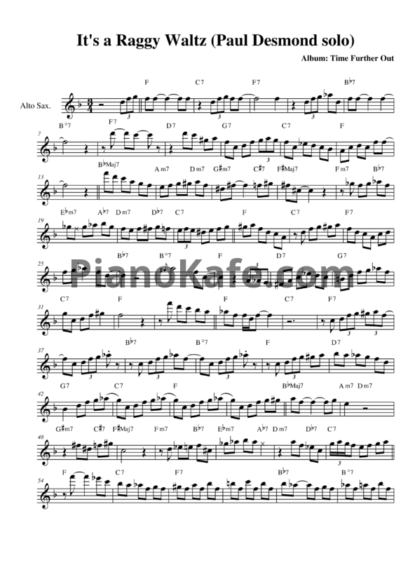 Ноты Paul Desmond - It's raggy waltz - PianoKafe.com