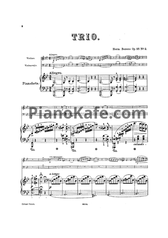 Ноты Г. Беренс - Трио (Op. 95, №2) - PianoKafe.com