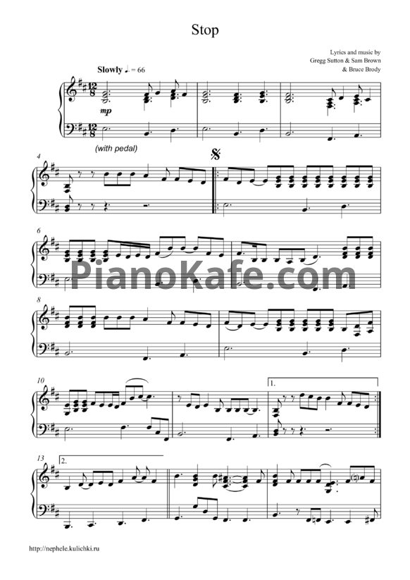 Ноты Sam Brown - Stop - PianoKafe.com
