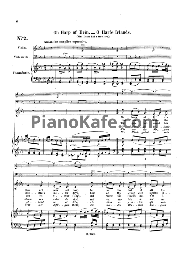 Ноты Л. В. Бетховен - "O Harp of erin" № 2 из сборника: "12 Ирландских песен" (12 Irish songs) (WOO 154/ 2) - PianoKafe.com