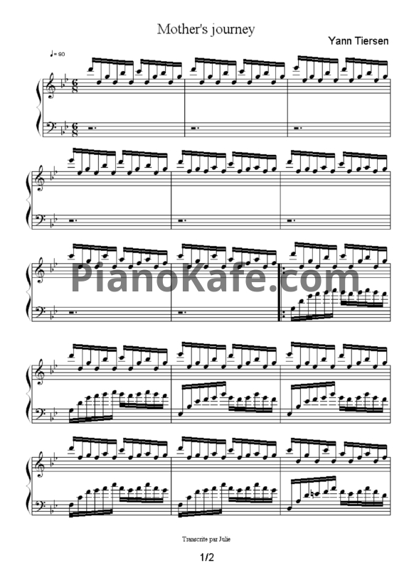 Ноты Yann Tiersen - Mother's journey - PianoKafe.com