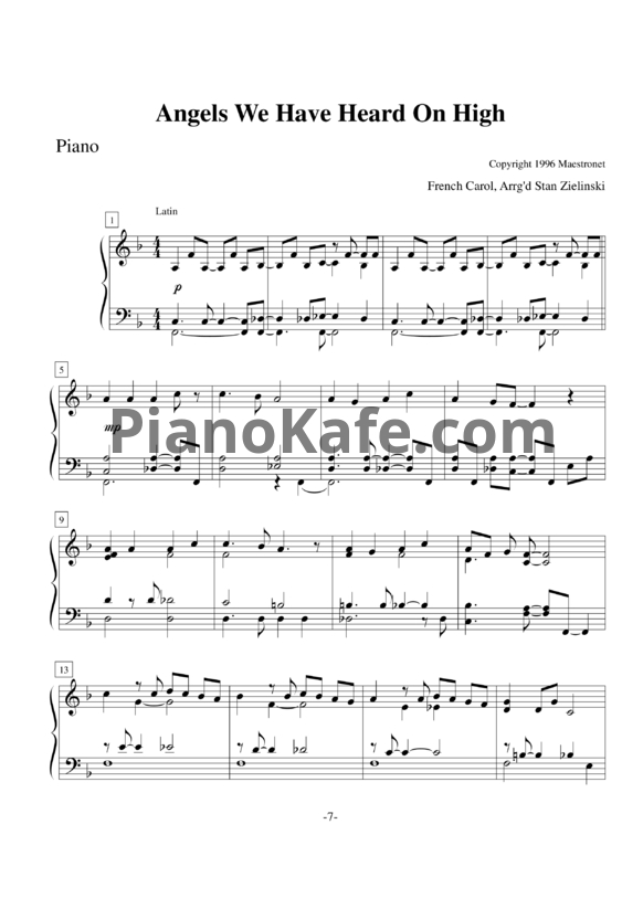 Ноты Angels we have heard on high (French carol) - PianoKafe.com