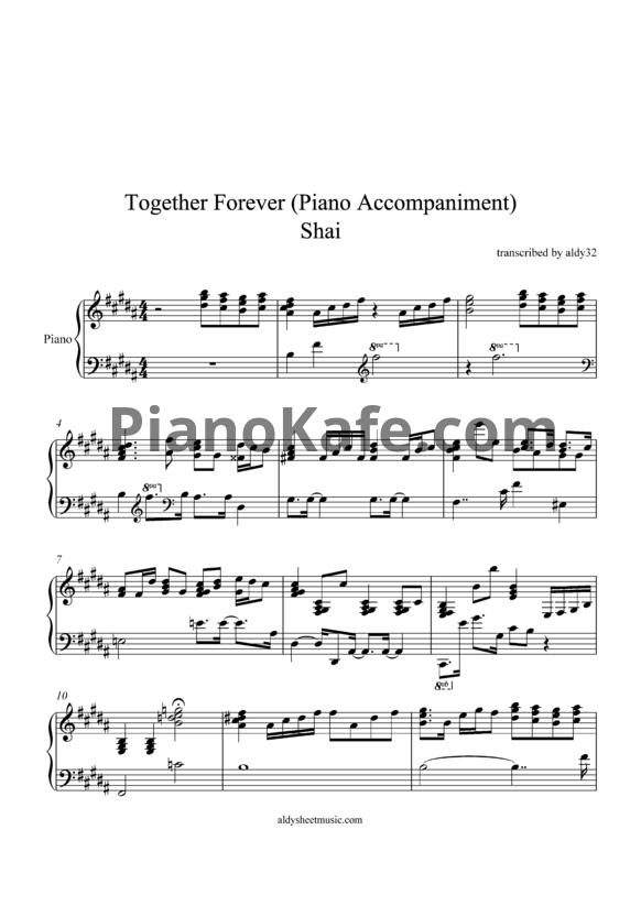 Ноты Shai - Together Forever - PianoKafe.com