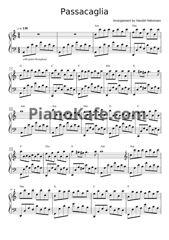 Ноты Георг Гендель - Passacaglia - PianoKafe.com