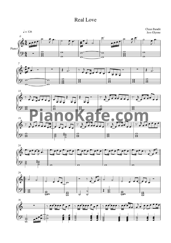 Ноты Clean Bandit & Jess Glynne - Real love - PianoKafe.com