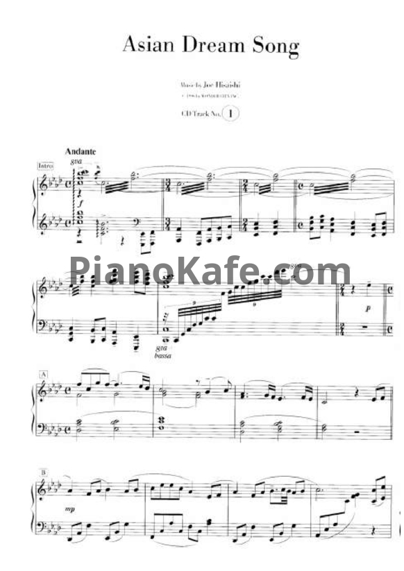 Ноты Joe Hisaishi - Richly arranged piano solo (Книга нот) - PianoKafe.com