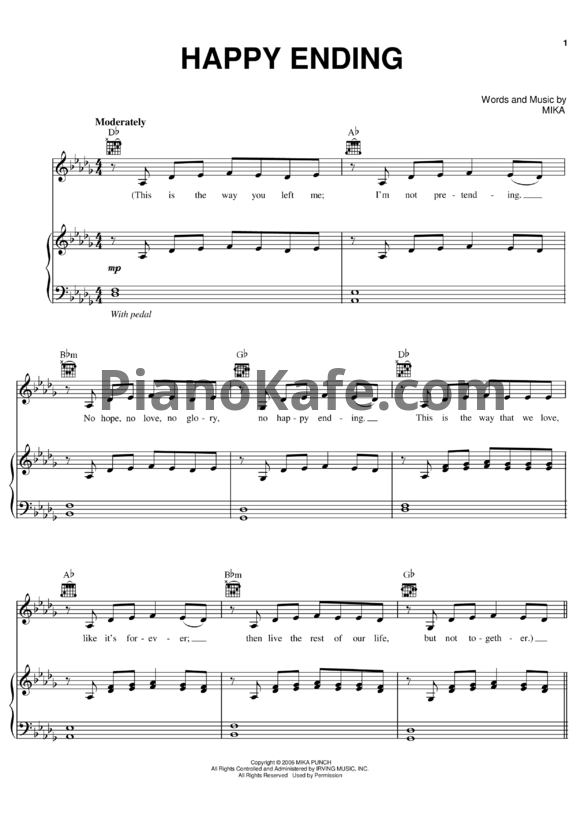 Ноты Mika - Happy ending - PianoKafe.com