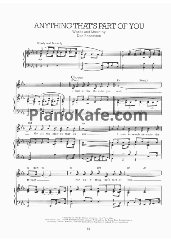 Ноты Elvis Presley - Anything that's part of you - PianoKafe.com