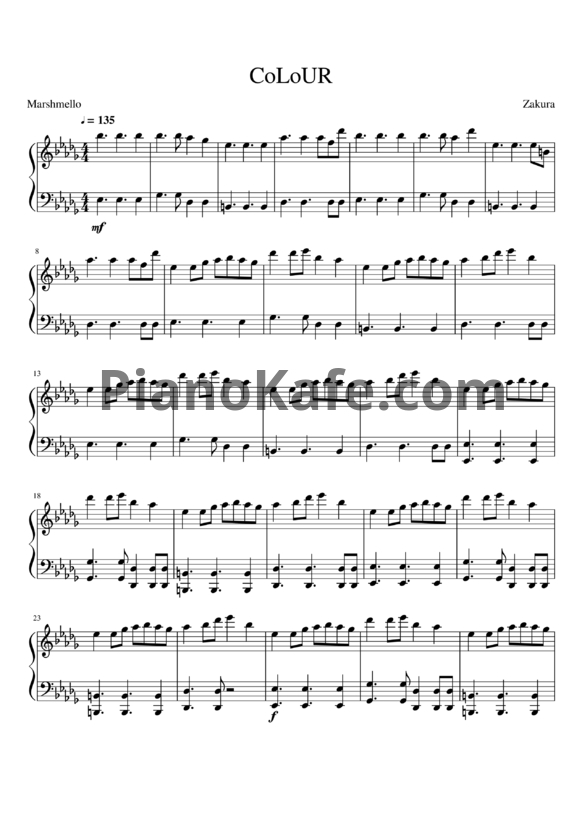 Ноты Marshmello - Colour - PianoKafe.com