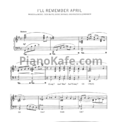 Ноты Don Raye, Gene de Paul and Patricia Johnson - I'll remember april