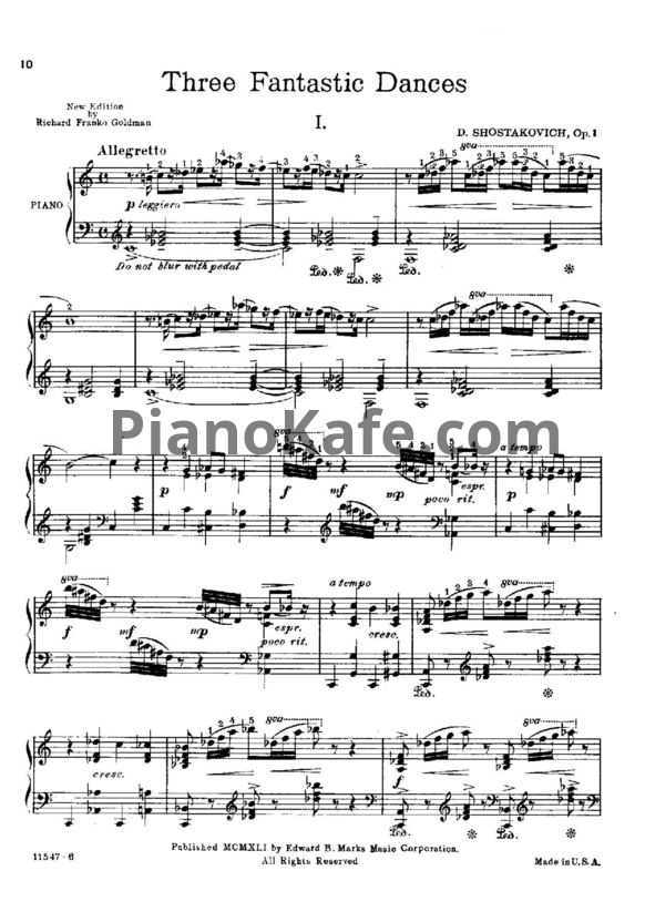 Ноты Дмитрий Шостакович - Три фантастических танца (Op. 1) - PianoKafe.com