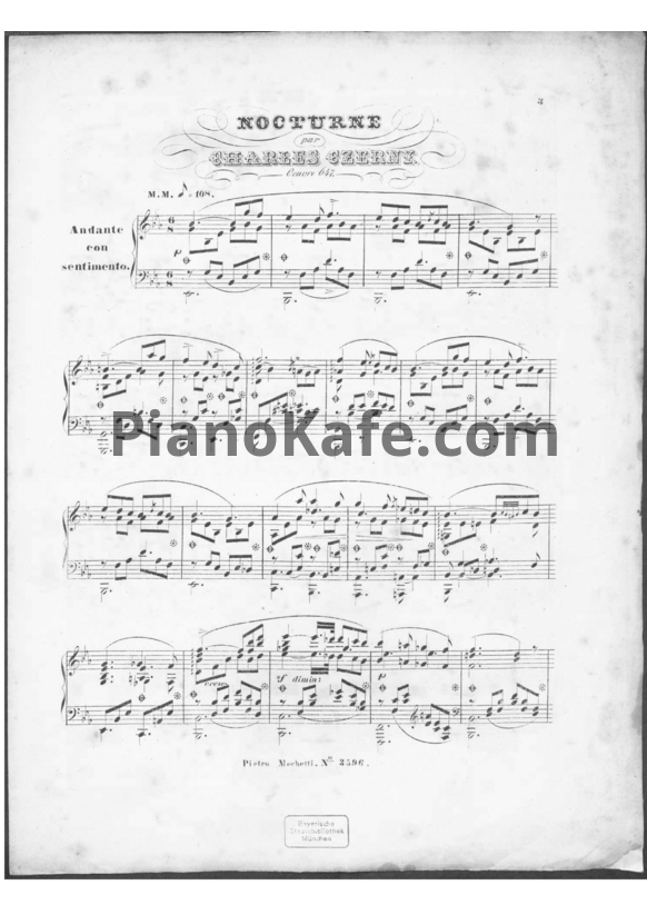 Ноты Карл Черни - Ноктюрн (Op. 647) - PianoKafe.com