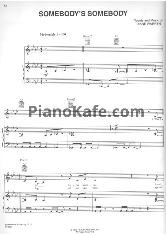 Ноты Christina Aguilera - Somebody's somebody - PianoKafe.com