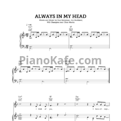 Ноты Coldplay - Always in my head - предпросмотр