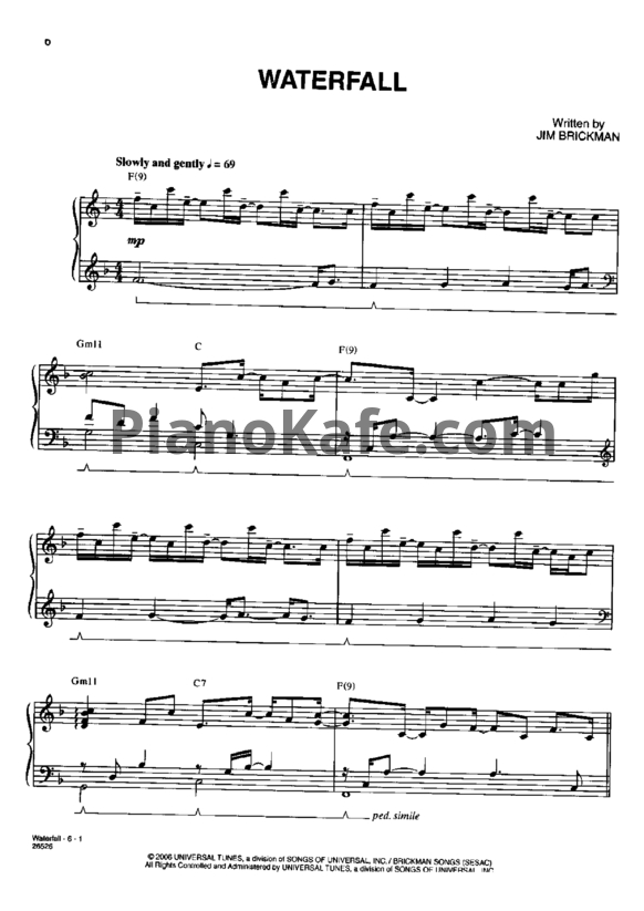 Ноты Jim Brickman - Waterfall - PianoKafe.com