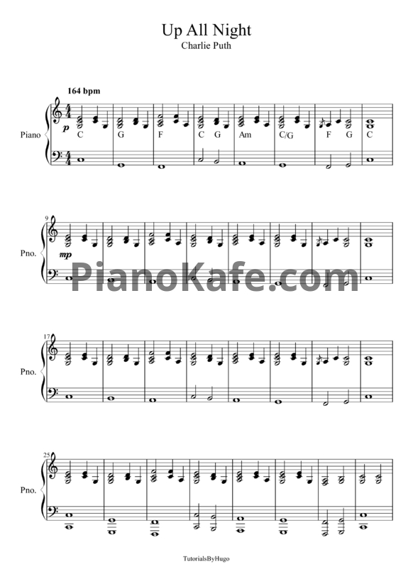 Ноты Charlie Puth - Up all night - PianoKafe.com