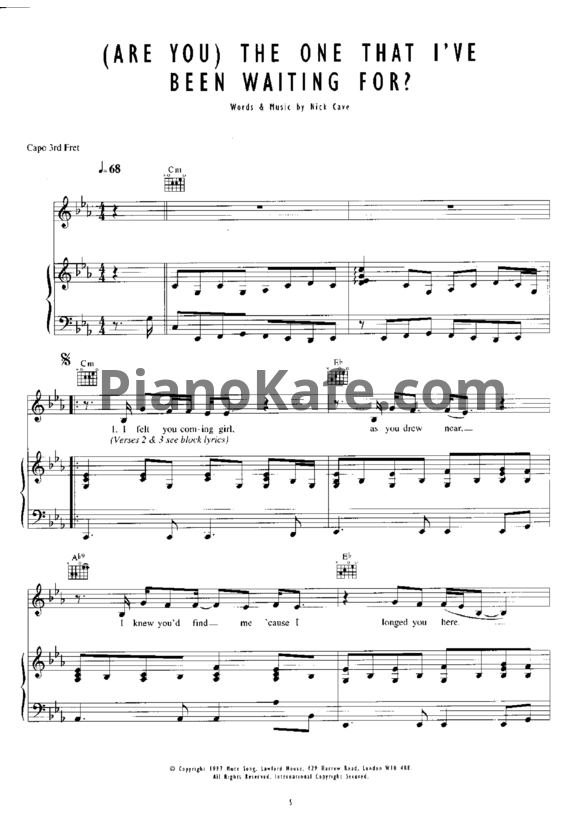 Ноты Nick Cave - Anthology (Книга нот) - PianoKafe.com