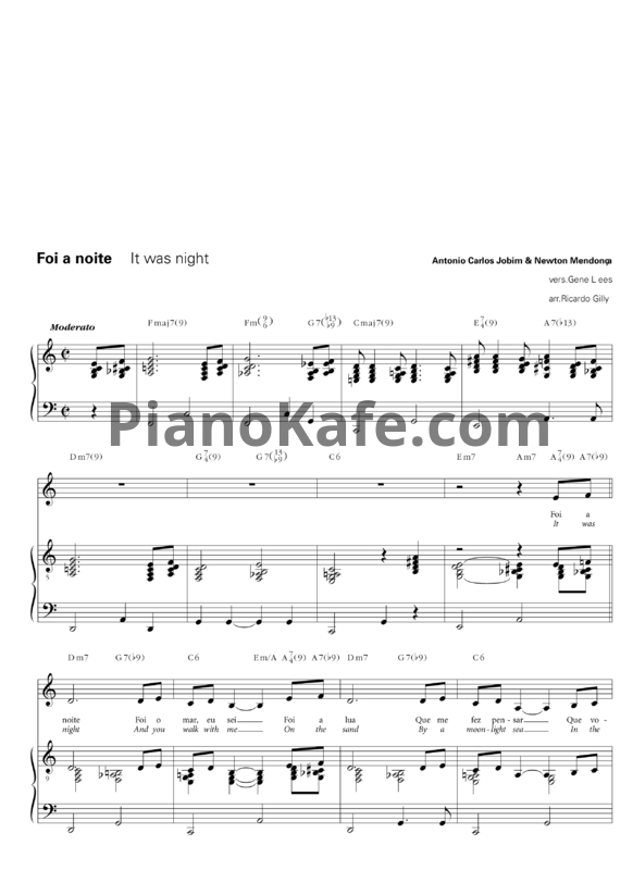 Ноты Antonio Carlos Jobim & Newton Mendonça - Foi a noite (It was night) - PianoKafe.com
