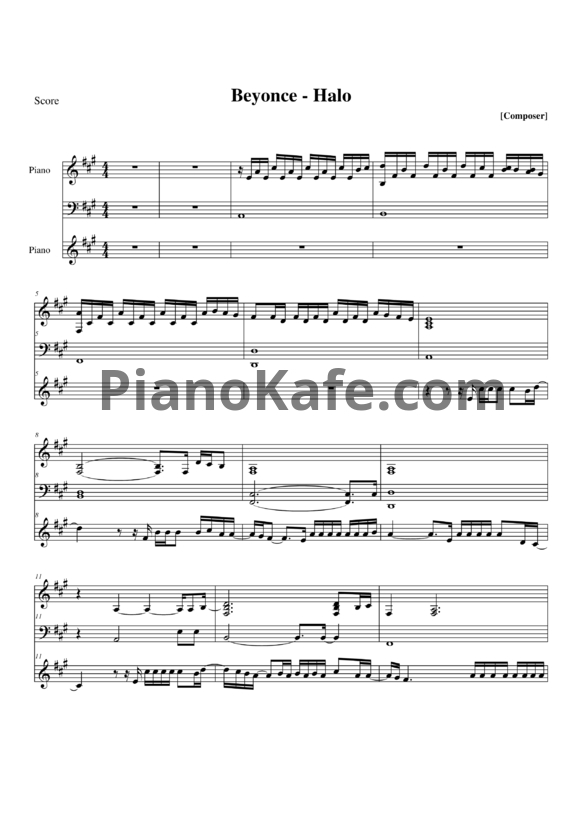 Ноты Beyonce - Halo (Версия 2) - PianoKafe.com