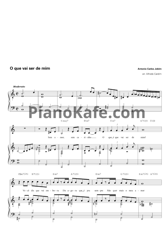 Ноты Antonio Carlos Jobim - O que vai ser de mim - PianoKafe.com