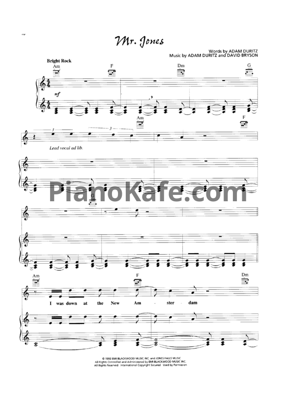 Ноты Counting Crows - Mr. Jones - PianoKafe.com