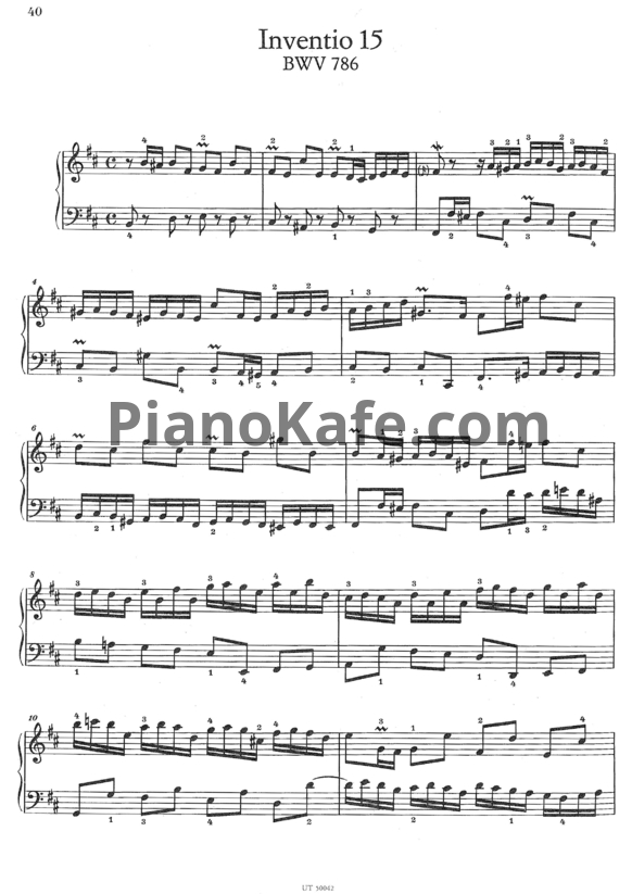 Ноты И. Бах - Инвенция №15 (BWV 786) - PianoKafe.com