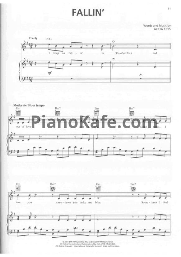 Ноты Alicia Keys - Fallin' (Версия 2) - PianoKafe.com