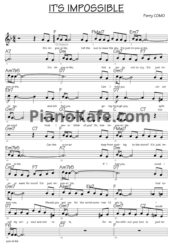 Ноты Perry Como - It's impossible - PianoKafe.com