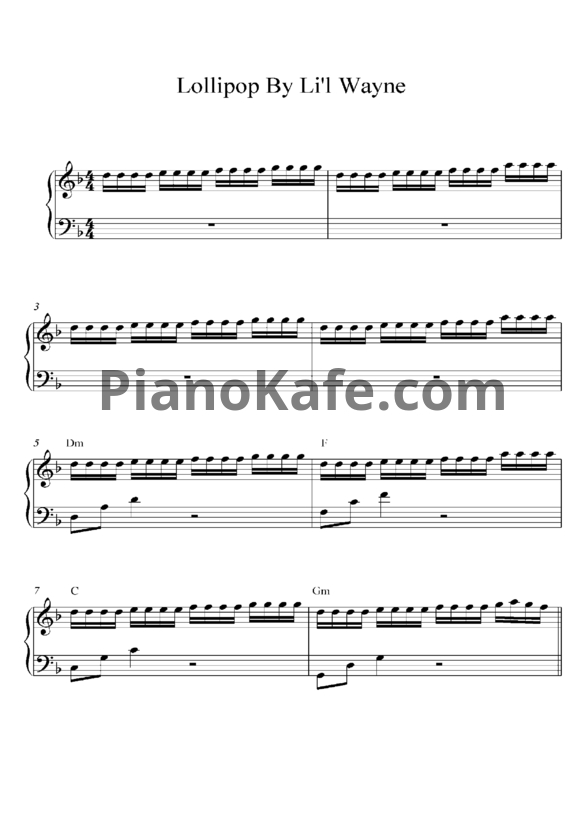 Ноты Lil Wayne - Lollipop - PianoKafe.com
