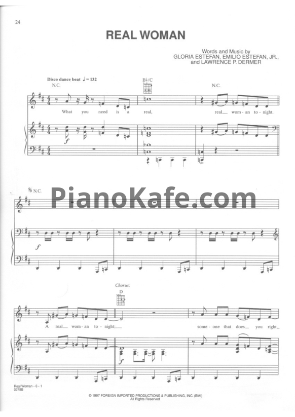 Ноты Gloria Estefan - Real woman - PianoKafe.com