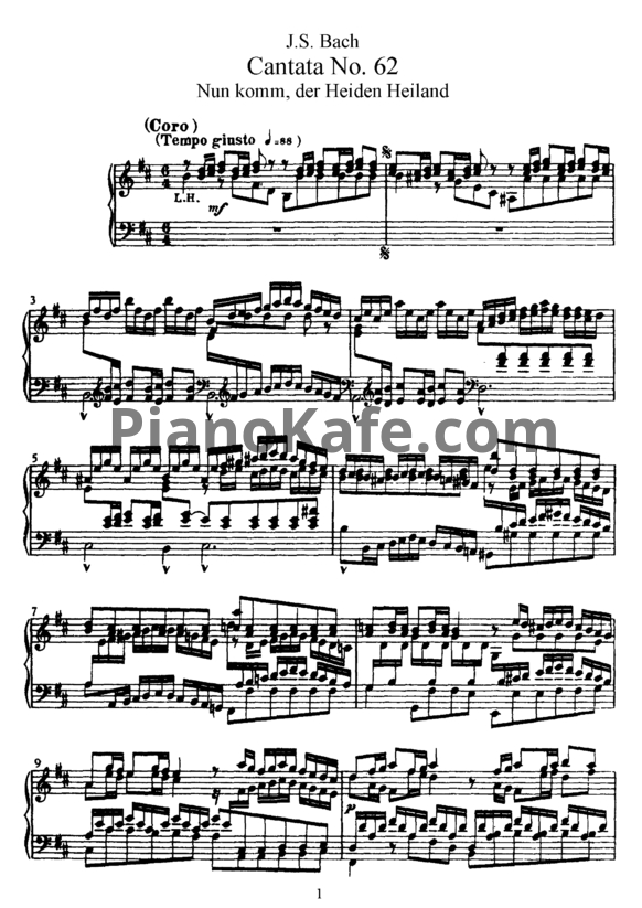 Ноты И. Бах - Кантата №62 "Nun komm, der heiden heiland" (BWV 62) - PianoKafe.com