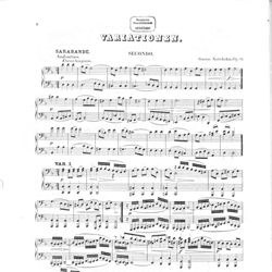 Ноты И. Бах - Вариации на тему Сарабанды ре минор для фортепиано в 4 руки (Op. 17) - предпросмотр