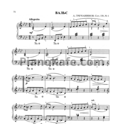 Ноты Александр Гречанинов - Вальс (Соч. 158, №4) - предпросмотр
