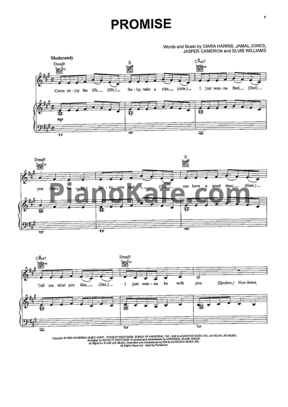 Ноты Ciara - Promise - PianoKafe.com