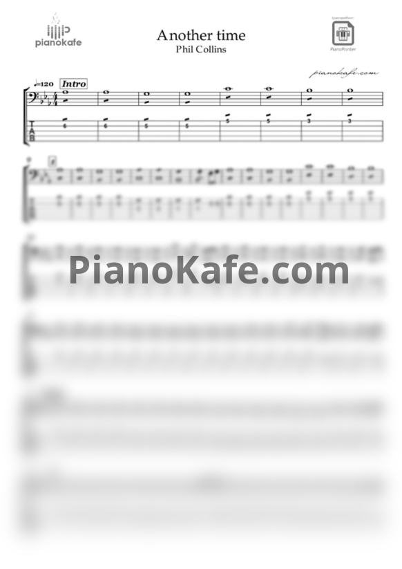 Ноты Phil Collins - Another time - PianoKafe.com