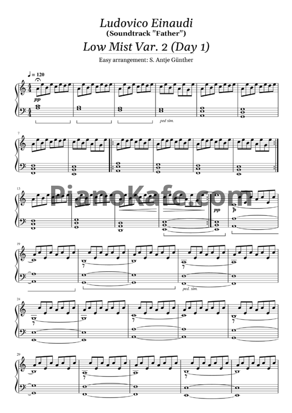 Ноты Ludovico Einaudi - Low Mist Var. 2 Day 1 - PianoKafe.com
