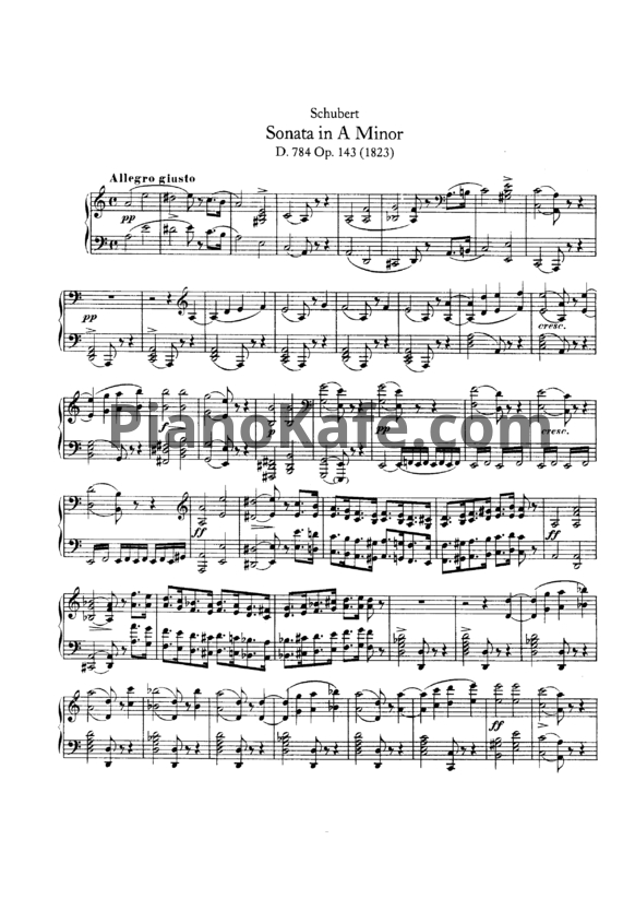 Ноты Франц Шуберт - Соната ля минор (D. 784, Op. 143) - PianoKafe.com